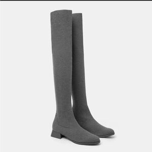 Elegant Gray Over the Knee Boots